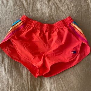 WOMEN'S 5 STRIPE FLEX BOARD SHORTS - RED // RAINBOW Aviator Nation